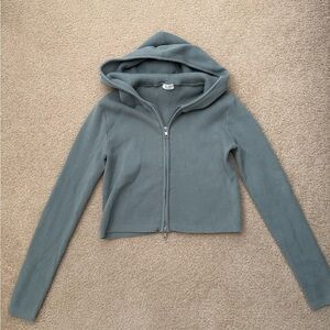 Green Hooded Zip-Up Sweater